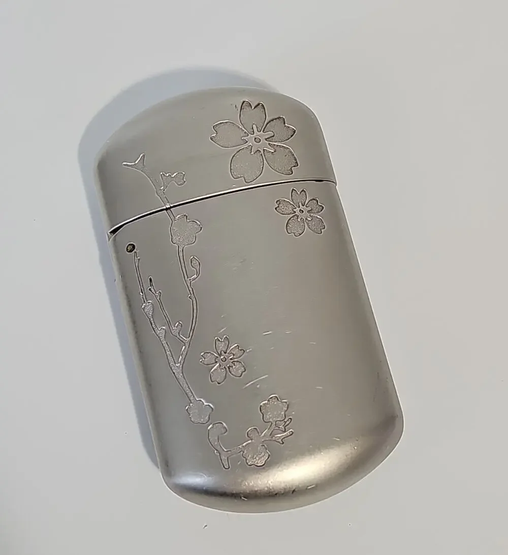 Vintage Silver Tone Pocket Ashtray Portable Travel Cigarette Butt Holder